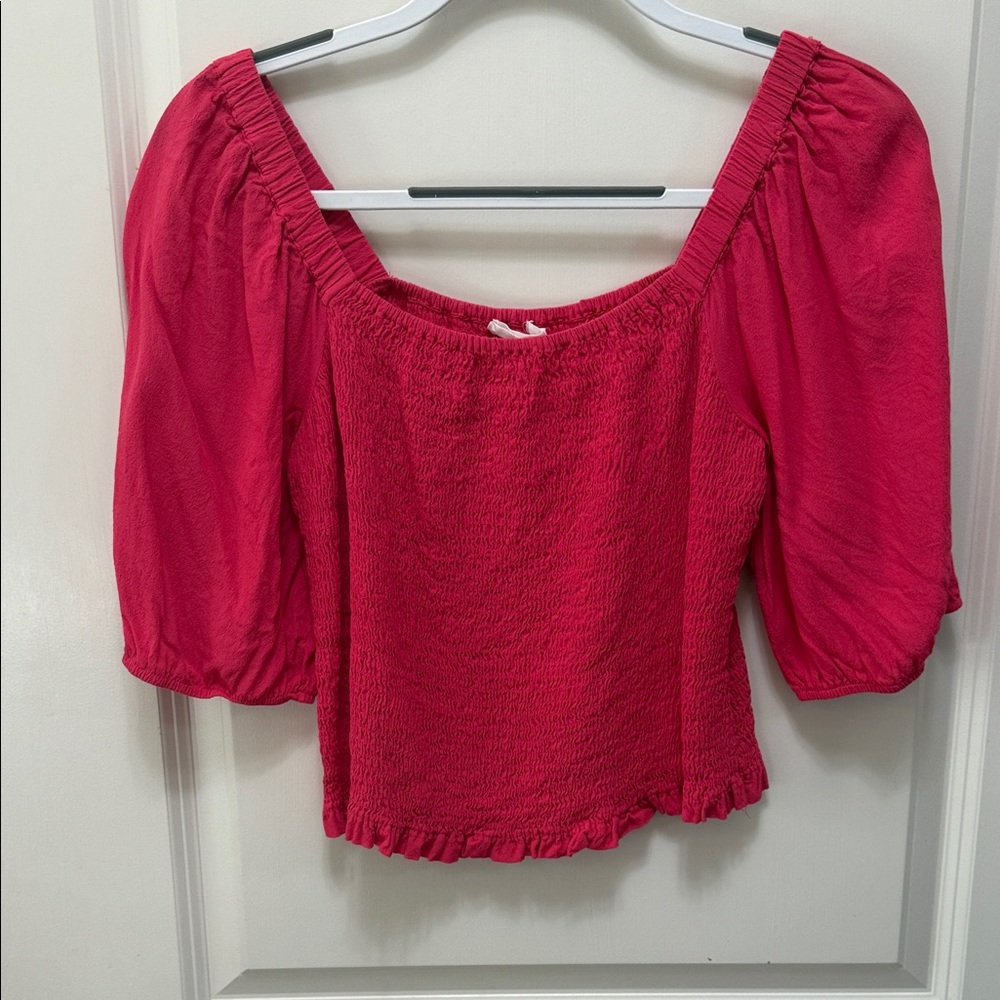 Elodie Vibrant Pink Smocked Blouse